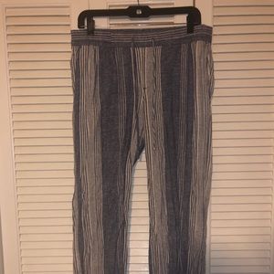 Blue and white linen pants